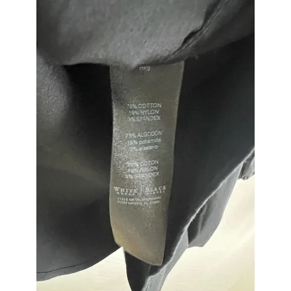 White House Black Market Off On Shoulder Size M Solid Black Top Blouse Back Zip - Picture 5 of 6